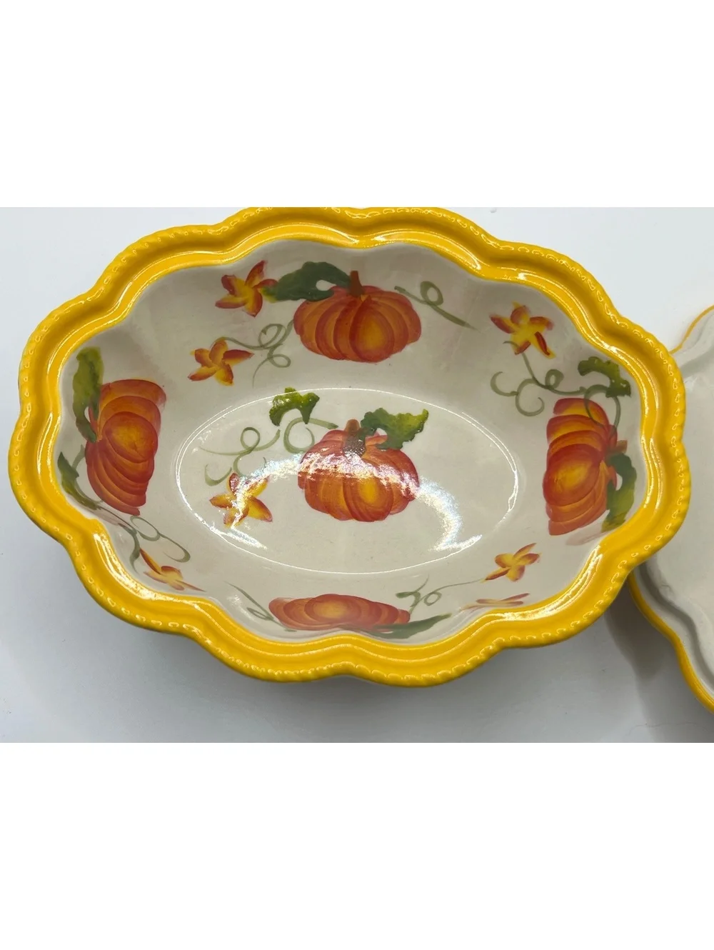 New Temp-rations by Tara handmade Ceramic Fall Pumpkin mini casserole bakeware